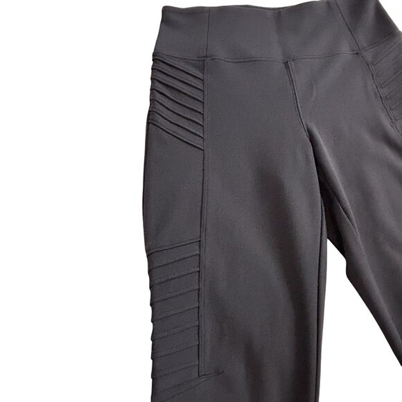 Athleta Delancey Moto Tight Sz Small Black Ankle Zip. Back Zip Pockets - Picture 5 of 15